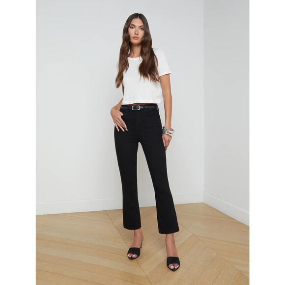 L’AGENCE Mira Cropped Bootcut Jean Black‎ Women’s Size 24 - Picture 1 of 11
